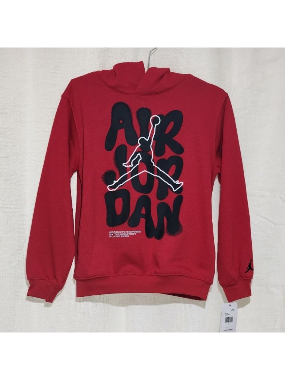 Nike Youth Boys Air Jordan Pull-On Hoodie Spray Graphic Red Large NWT